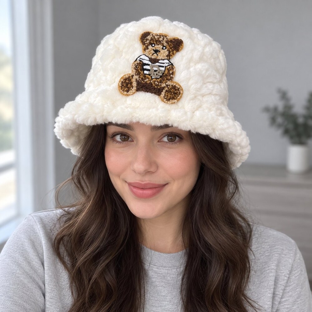 Dior White Teddy Faux Fur Bucket Hat - Picture 2 of 6